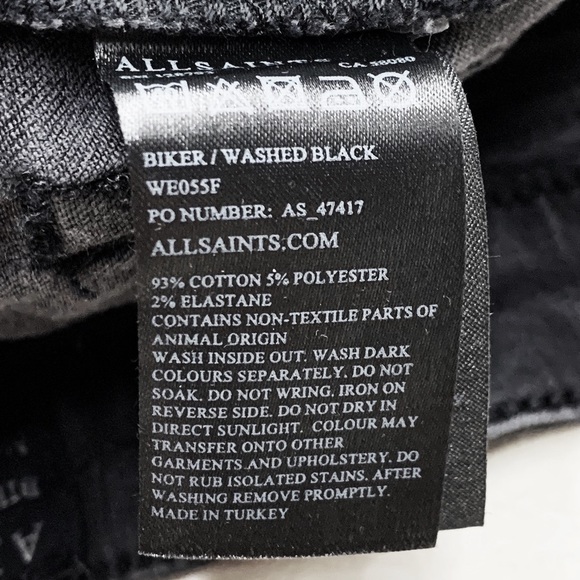 ALL SAINTS Washed Black Biker Fit Skinny Jeans 25 - Picture 13 of 13